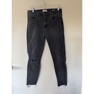 Fame Le High Skinny Crop Destructed Black Denim Jeans